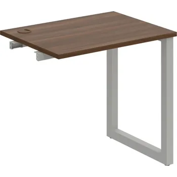 Psací stůl UE O 800 R – Stůl pracovní délky 80 cm, hl. 60 cm, k řetězení - Ořech , Šedý kov