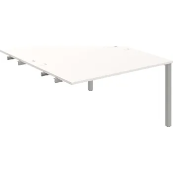 Psací stůl USD 1400 R – Stůl pracovní 140 × 160 cm, k řetězení - Bílá , Šedý kov