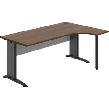 Psací stůl CE 1800 L – Stůl ergo levý 180 × 120 cm - Ořech , Šedá , Černý kov