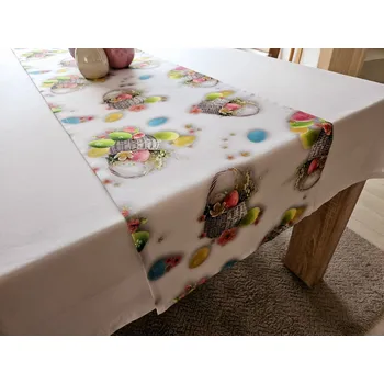 Velikonoční dekorace Velikonoční běhoun s potiskem - Vzor 8 Rozměr běhounu (šířka x délka): 40x180cm