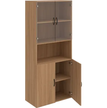 Policová skříň D 5 80 07 – Skříň policová dvéřová 185 × 80 cm - Višeň , Višeň , UCO – černá