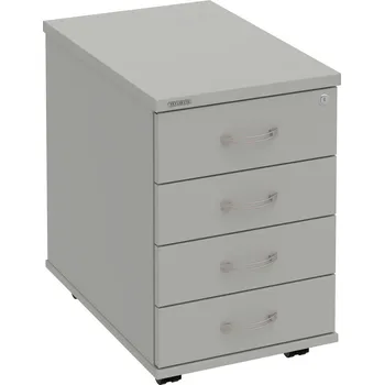 Zásuvkový kontejner K 34 C P – Kontejner, 4 zásuvky, cent. zamykání, léta podél, hl. 60 cm - Šedá , Šedá , USN – Hobis