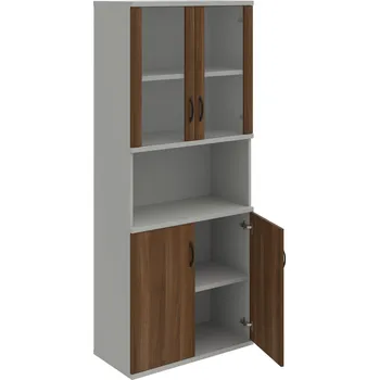 Policová skříň S 5 80 07 – Skříň policová dvéřová 192 × 80 cm - Ořech , Šedá , UCO – černá