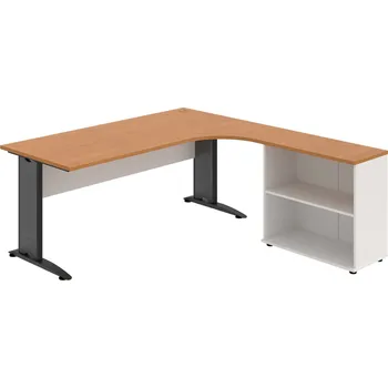 Psací stůl CE 1800 H L – Sestava levá 180 cm - Olše , Bílá , Černý kov