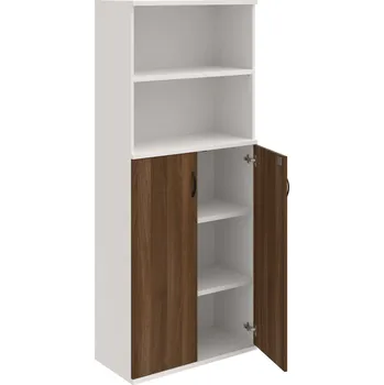 SZ 5 80 04 – Skříň policová dvéřová 192 × 80 cm - Ořech , Bílá , UCO – černá