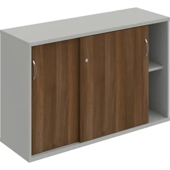 Policová skříň SZ 2 120 02 – Skříňka s posuv. dveřmi 76,8 × 120 cm - Ořech , Šedá , USN – Hobis