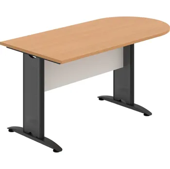 Jednací stůl CP 1600 1 – Stůl jednací oblouk 160 cm - Buk , Bílá , Černý kov