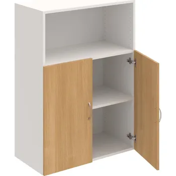 Policová skříň D 3 80 02 – Skříň policová dvéřová 111 × 80 cm - Dub , Bílá , USN – Hobis