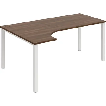 Psací stůl UE 1800 P – Stůl ergo pravý 180 × 120 cm - Ořech , Bílý kov