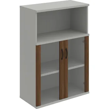 Policová skříň S 3 80 05 – Skříň policová dvéřová 115,2 × 80 cm - Ořech , Šedá , UCO – černá