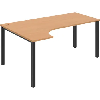 Psací stůl UE 1800 P – Stůl ergo pravý 180 × 120 cm - Buk , Černý kov