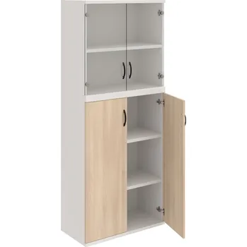 Policová skříň S 5 80 11 – Skříň policová dvéřová 192 × 80 cm - Akát , Bílá , UCO – černá