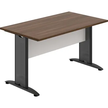 Jednací stůl CJ 1400 – Stůl jednací rovný 140 cm - Ořech , Bílá , Černý kov