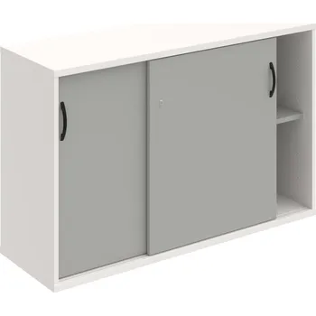 Policová skříň SZ 2 120 02 – Skříňka s posuv. dveřmi 76,8 × 120 cm - Šedá , Bílá , UCO – černá