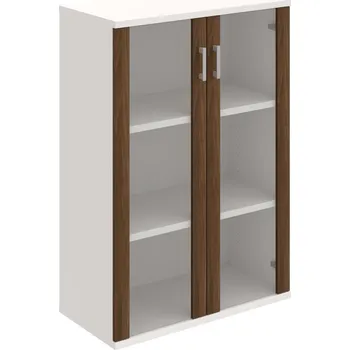 Policová skříň S 3 80 04 – Skříň policová dvéřová 115,2 × 80 cm - Ořech , Bílá , USH – hranatá