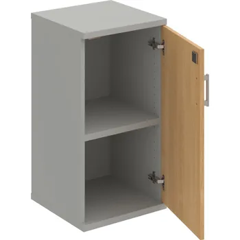 Policová skříň SZ 2 40 01 P – Skříň policová dvéřová 76,8 × 40 cm - Dub , Šedá , USH – hranatá