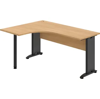 Psací stůl CE 60 P – Stůl ergo pravý 160 × 120 cm - Dub , Dub , Černý kov