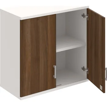 Policová skříň SZ 2 80 01 H – Skříň policová dvéřová 76,8 × 80 cm - Ořech , Bílá , USH – hranatá