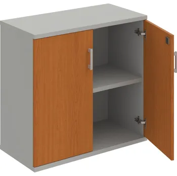 Policová skříň SZ 2 80 01 – Skříň policová dvéřová 76,8 × 80 cm - Třešeň , Šedá , USH – hranatá