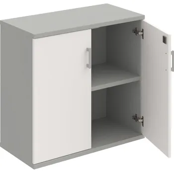 Policová skříň SZ 2 80 01 – Skříň policová dvéřová 76,8 × 80 cm - Bílá , Šedá , USH – hranatá