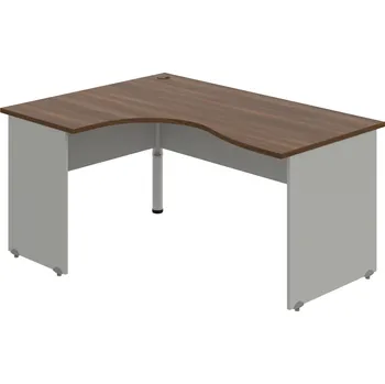 Psací stůl GE 2005 P – Stůl ergo pravý 160 × 120 cm - Ořech , Šedá , Šedý kov
