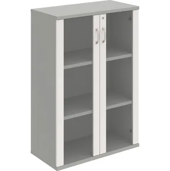 Policová skříň SZ 3 80 04 – Skříň policová dvéřová 115,2 × 80 cm - Bílá , Šedá , USN – Hobis