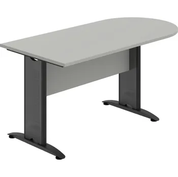 Jednací stůl CP 1600 1 – Stůl jednací oblouk 160 cm - Šedá , Šedá , Černý kov