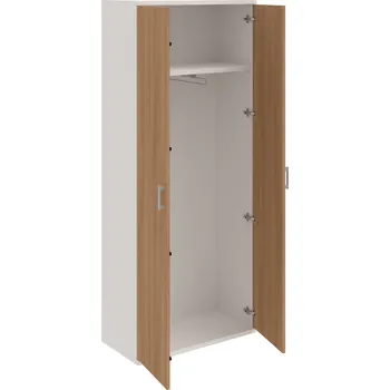 Policová skříň S 5 80 01 – Skříň šatní dvéřová 192 × 80 cm - Višeň , Bílá , USH – hranatá