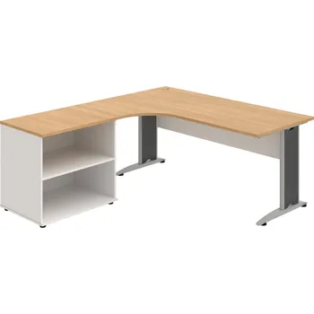 Psací stůl CE 1800 60 H P – Sestava CE 1800 60 P + SP 80 60 P - Dub , Bílá , Šedý kov