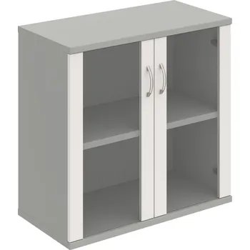 Policová skříň S 2 80 02 – Skříň policová dvéřová 76,8 × 80 cm - Bílá , Šedá , USN – Hobis