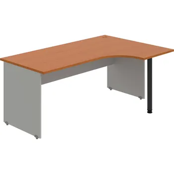 Psací stůl GE 1800 60 L – Stůl ergo 180 × 120 cm, levý - Třešeň , Šedá , Černý kov