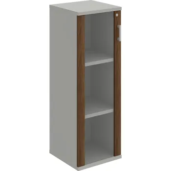 Policová skříň SZ 3 40 02 L – Skříň policová dvéřová 115,2 × 40 cm - Ořech , Šedá , USH – hranatá