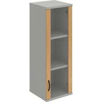 Policová skříň S 3 40 02 P H – Skříň policová dvéřová 115,2 × 40 cm - Dub , Šedá , UCO – černá