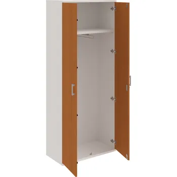 Policová skříň SZR 5 80 01 – Skříň šatní dvéřová 192 × 80 cm - Třešeň , Bílá , USH – hranatá