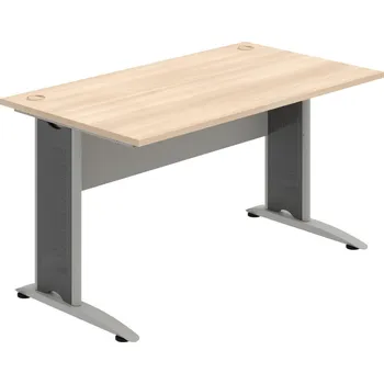 Psací stůl CS 1400 – Stůl pracovní rovný 140 cm - Akát , Šedá , Šedý kov