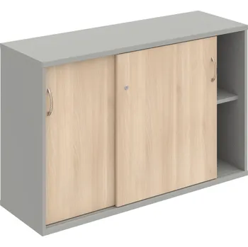 Policová skříň SZ 2 120 02 – Skříňka s posuv. dveřmi 76,8 × 120 cm - Akát , Šedá , USN – Hobis