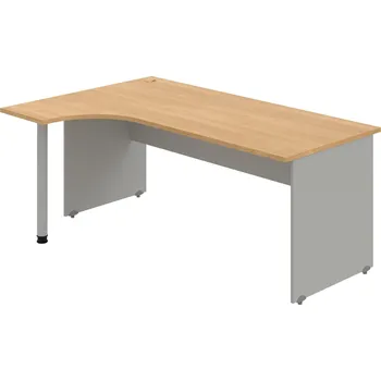 Psací stůl GE 1800 P – Stůl ergo pravý 180 × 120 cm - Dub , Šedá , Šedý kov