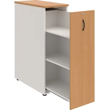 SPVZ 3 P – Skříňka ke stolu, šanonová, výsuvná, pravá - Buk , Bílá , UCO – černá