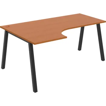 Psací stůl UE A 1800 60 P – Stůl ergo 180 × 120 cm, pravý - Třešeň , Černý kov