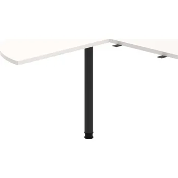 Psací stůl FP 22 L N – Stůl jednací levý napříč ø 120 cm - Bílá , Černý kov