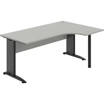 Psací stůl CE 1800 60 L – Stůl ergo 180 × 120 cm, levý - Šedá , Šedá , Černý kov