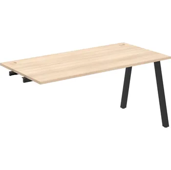 Psací stůl US A 1600 R – Stůl pracovní délky 160 cm, k řetězení - Akát , Černý kov