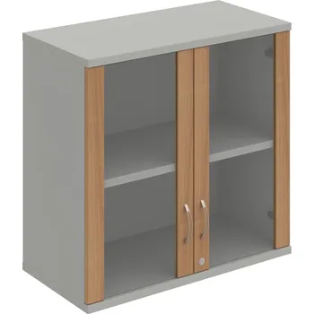 Policová skříň SZ 2 80 02 H – Skříň policová dvéřová 76,8 × 80 cm - Višeň , Šedá , USN – Hobis
