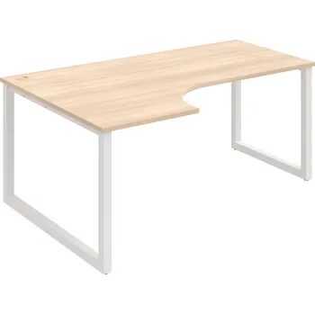 Psací stůl UE O 1800 60 P – Stůl ergo 180 × 120 cm, pravý - Akát , Bílý kov