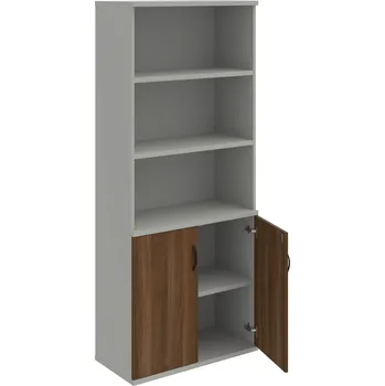 Policová skříň SZ 5 80 03 – Skříň policová dvéřová 192 × 80 cm - Ořech , Šedá , UCO – černá