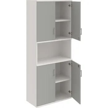 Policová skříň SZ 5 80 05 – Skříň policová dvéřová 192 × 80 cm - Šedá , Bílá , USH – hranatá