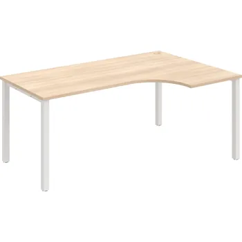Psací stůl UE 1800 60 L – Stůl ergo 180×120 cm, levý - Akát , Bílý kov