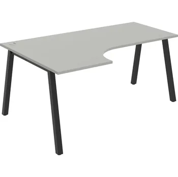 Psací stůl UE A 1800 60 P – Stůl ergo 180 × 120 cm, pravý - Šedá , Černý kov