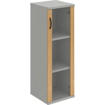 Policová skříň SZ 3 40 02 P – Skříň policová dvéřová 115,2 × 40 cm - Dub , Šedá , UCO – černá