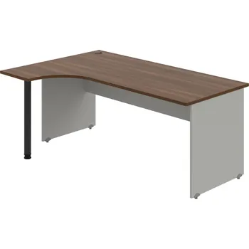 Psací stůl GE 1800 P – Stůl ergo pravý 180 × 120 cm - Ořech , Šedá , Černý kov